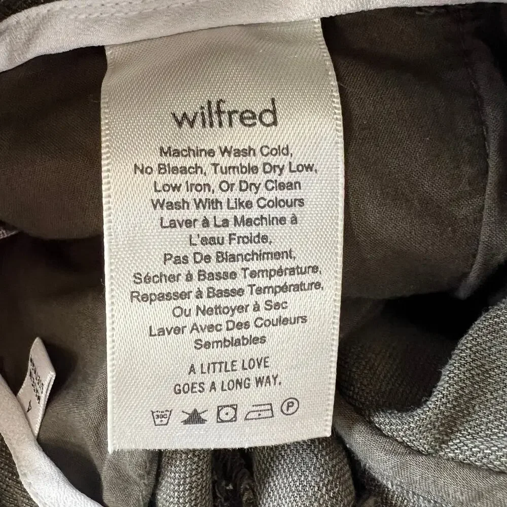Wilfred Aritzia Effortless Pants Women's 4 Green Crop High Rise Wide Leg Linen
